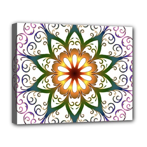 Prismatic Flower Floral Star Gold Green Purple Deluxe Canvas 20  X 16   by Alisyart