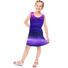 Space Planet Pink Blue Purple Kids  Tunic Dress by Alisyart