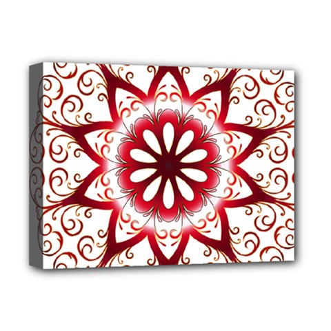 Prismatic Flower Floral Star Gold Red Orange Deluxe Canvas 16  X 12   by Alisyart