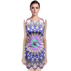 Prismatic Line Star Flower Rainbow Sleeveless Velvet Midi Dress by Alisyart
