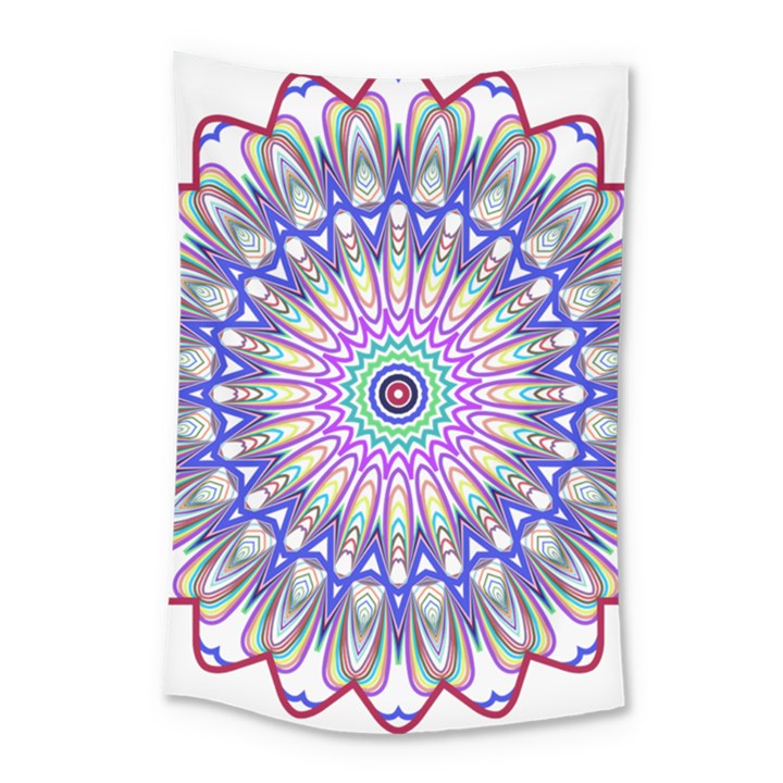 Prismatic Line Star Flower Rainbow Small Tapestry