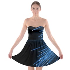 Abstract Light Rays Stripes Lines Black Blue Strapless Bra Top Dress by Alisyart
