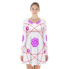 Atom Physical Chemistry Line Red Purple Space Long Sleeve Velvet V-neck Dress by Alisyart