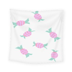 Candy Pink Blue Sweet Square Tapestry (small) by Alisyart