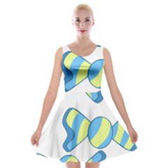 Candy Yellow Blue Velvet Skater Dress by Alisyart