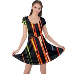 Colorful Diagonal Lights Lines Cap Sleeve Dresses by Alisyart