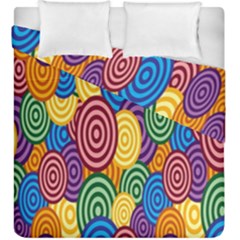 Circles Color Yellow Purple Blu Pink Orange Illusion Duvet Cover Double Side (king Size) by Alisyart
