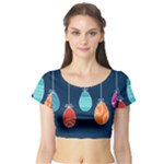 Easter Egg Balloon Pink Blue Red Orange Short Sleeve Crop Top (Tight Fit)