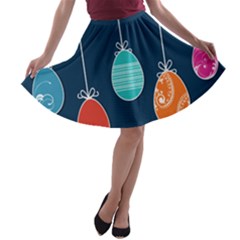 Easter Egg Balloon Pink Blue Red Orange A-line Skater Skirt by Alisyart