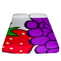 Fruit Grapes Strawberries Red Green Purple Fitted Sheet (queen Size) by Alisyart