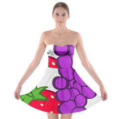 Fruit Grapes Strawberries Red Green Purple Strapless Bra Top Dress by Alisyart