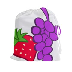 Fruit Grapes Strawberries Red Green Purple Drawstring Pouches (xxl) by Alisyart