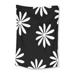 Black White Giant Flower Floral Small Tapestry