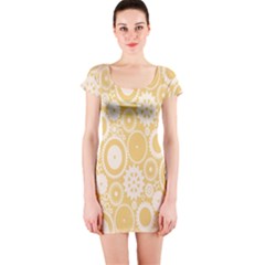 Wheels Star Gold Circle Yellow Short Sleeve Bodycon Dress by Alisyart