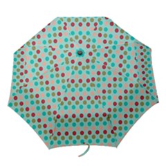 Large Circle Rainbow Dots Color Red Blue Pink Folding Umbrellas by Alisyart