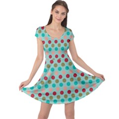 Large Circle Rainbow Dots Color Red Blue Pink Cap Sleeve Dresses by Alisyart