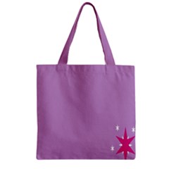Purple Flagred White Star Zipper Grocery Tote Bag by Alisyart