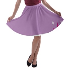 Purple Flagred White Star A-line Skater Skirt