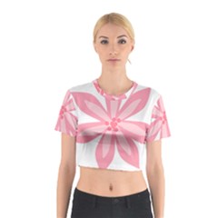 Pink Lily Flower Floral Cotton Crop Top