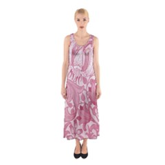Vintage Style Floral Flower Pink Sleeveless Maxi Dress
