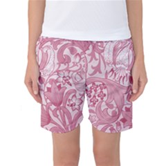 Vintage Style Floral Flower Pink Women s Basketball Shorts by Alisyart