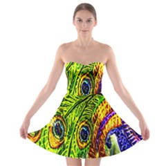 Peacock Feathers Strapless Bra Top Dress by Simbadda