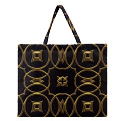 Black And Gold Pattern Elegant Geometric Design Zipper Large Tote Bag by yoursparklingshop