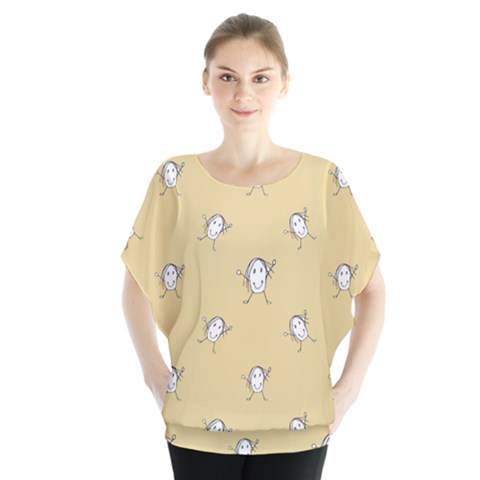 Happy Character Kids Motif Pattern Blouse by dflcprintsclothing