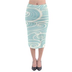 Blue Waves Midi Pencil Skirt by Alisyart