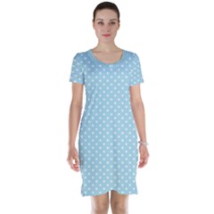 Circle Blue White Short Sleeve Nightdress by Alisyart