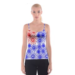 Flower Floral Smile Face Red Blue Sunflower Spaghetti Strap Top by Alisyart