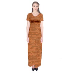 Illustration Orange Grains Line Short Sleeve Maxi Dress