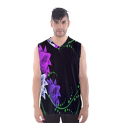 Neon Flowers Floral Rose Light Green Purple White Pink Sexy Men s Basketball Tank Top
