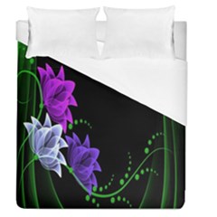 Neon Flowers Floral Rose Light Green Purple White Pink Sexy Duvet Cover (queen Size) by Alisyart