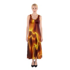 Sea Fire Orange Yellow Gold Wave Waves Sleeveless Maxi Dress by Alisyart