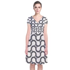 Shutterstock Wave Chevron Grey Short Sleeve Front Wrap Dress by Alisyart