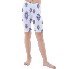 Snow Blue White Cool Kids  Mid Length Swim Shorts by Alisyart