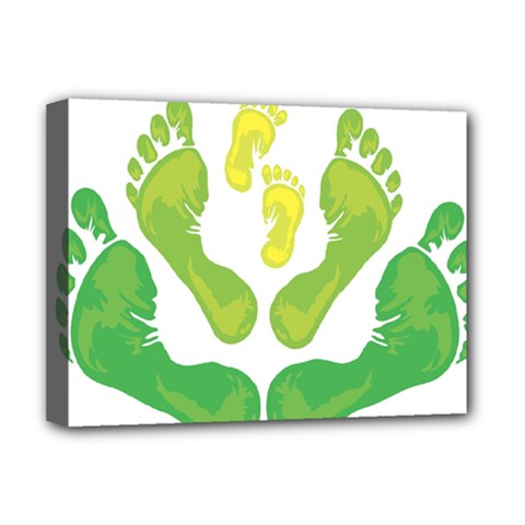Soles Feet Green Yellow Family Deluxe Canvas 16  X 12   by Alisyart