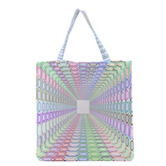 Tunnel With Bright Colors Rainbow Plaid Love Heart Triangle Grocery Tote Bag by Alisyart