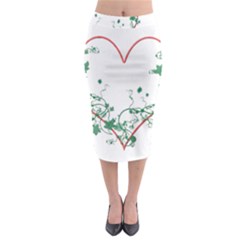 Heart Ranke Nature Romance Plant Midi Pencil Skirt by Simbadda