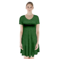 Texture Green Rush Easter Short Sleeve V-neck Flare Dress by Simbadda