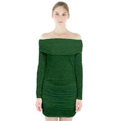 Texture Green Rush Easter Long Sleeve Off Shoulder Dress by Simbadda
