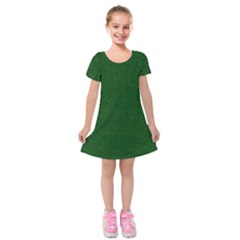 Texture Green Rush Easter Kids  Short Sleeve Velvet Dress by Simbadda
