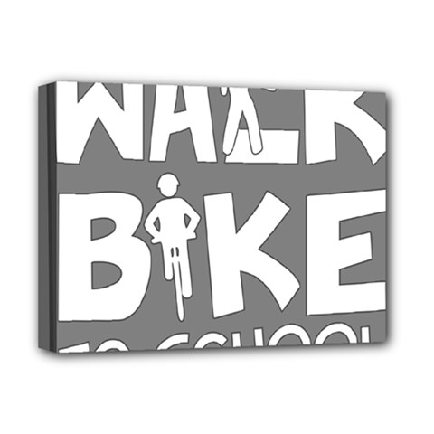 Bicycle Walk Bike School Sign Grey Deluxe Canvas 16  X 12   by Alisyart