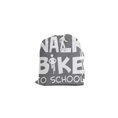 Bicycle Walk Bike School Sign Grey Drawstring Pouches (xs)  by Alisyart