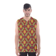 Abstract Yellow Red Frame Flower Floral Men s Basketball Tank Top