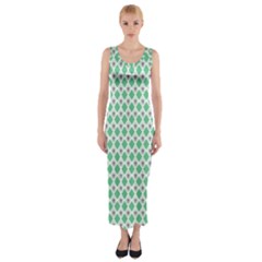 Crown King Triangle Plaid Wave Green White Fitted Maxi Dress by Alisyart