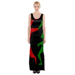 Ninja Graphics Red Green Black Maxi Thigh Split Dress