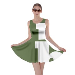 Square Alphabet Green White Sign Skater Dress by Alisyart