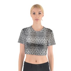 Patterns Wavy Background Texture Metal Silver Cotton Crop Top by Simbadda